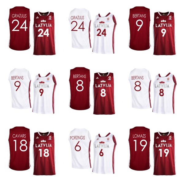 

2023 fiba latvia world cup basketball jersey 00 rodions kurucs 5 mareks mejeris 6 kristaps porzingis 8 davis bertans 9 dairis bertans 10 jan, Black;red