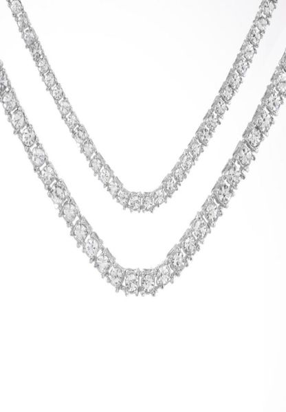 

chains 4mm iced out tennis bracelet necklace men chain fashion hiphop jewelry women 1618202430inch choker gift1686303, Silver