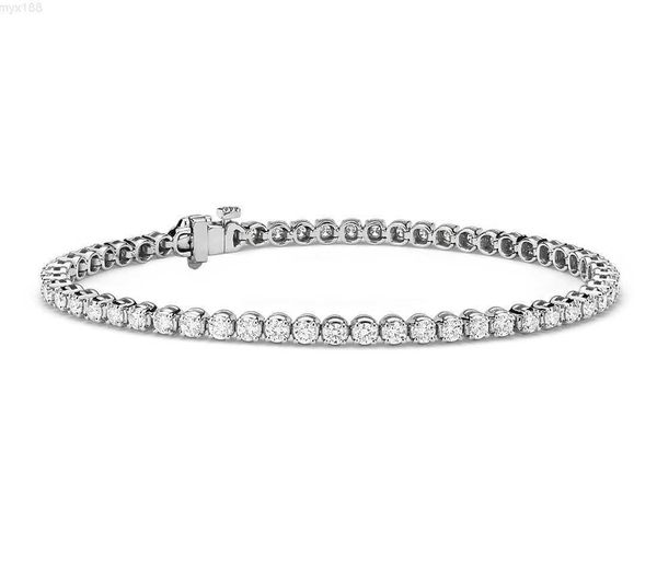 

10k 14k 18k 3mm gold moissanite chain custom charm love mens diamond gemstone tennis bracelet, Silver