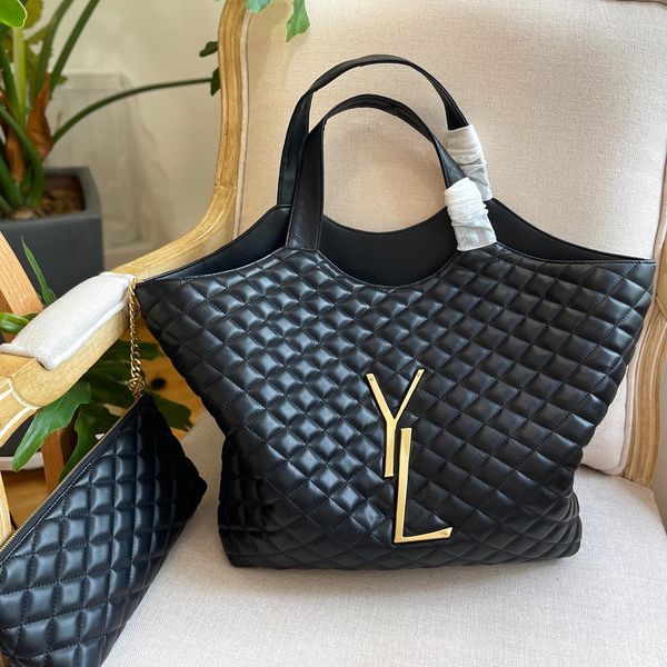 

oversized quilted sheepskin shopping bag classic color large capacity totes women's stylish shoulder bag with women' casual beach