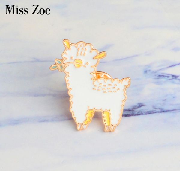 

miss zoe schaapje emaille pins dier mooie alpaca broche knop pin denim jeans revers pin badge cartoon sieraden gift voor kids meis3472748, Gray