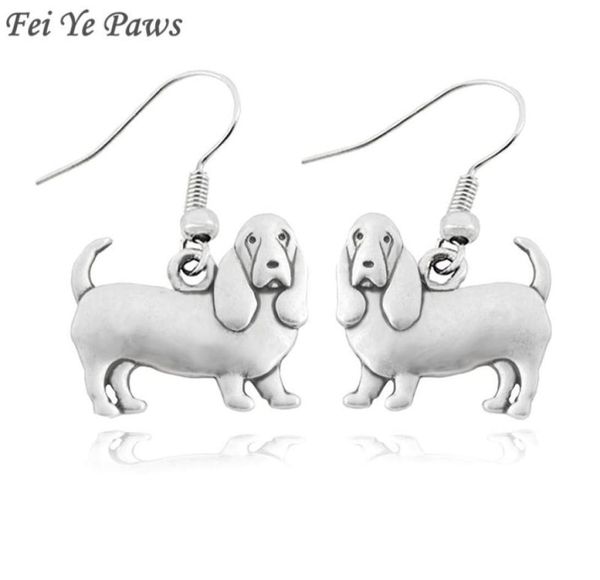 

vintage silver color boho basset hound bloodhound drop dangle hook earrings bijoux femme long earrings for women jewellry5343882