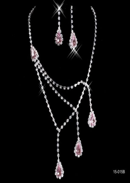

bridal charming alloy plated pink rhinestones crystals jewelry necklace set wedding bride bridesmaid prom party 15015b6933494, White