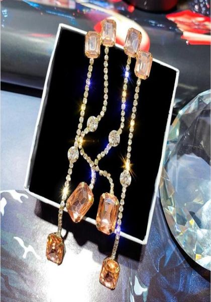 

whole rhombus alloy rhinestone creative earrings 2019 new s925 silver needle european and american earrings9841752