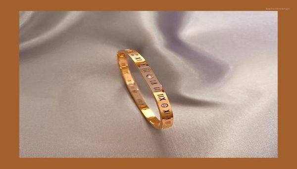 

bangle titanium steel bracelet female roman numerals simple fashion personality men and women the same couple16874447, Black