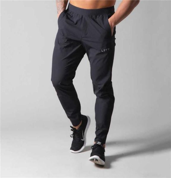 

2021 lyft quick drying joggers sweatpants men slim casual pants male gym fitness workout trackpants sport track pants x06284590207, Black