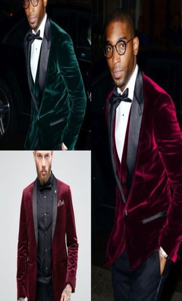 

burgundy green velvet wedding tuxedos maroon slim fit blazers formal groomsmen suits black shawl lapel outfits groom tuxedos for m5885901, Black;gray