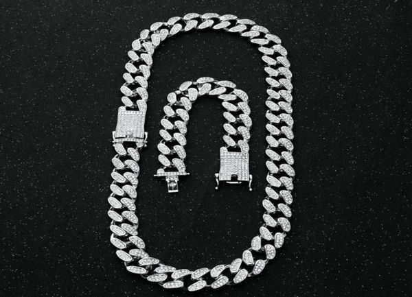 

mens 20mm heavy iced out miami cuban link chain cz rapper crystal necklace choker bling hip hop jewelry gold silver color chains5045667