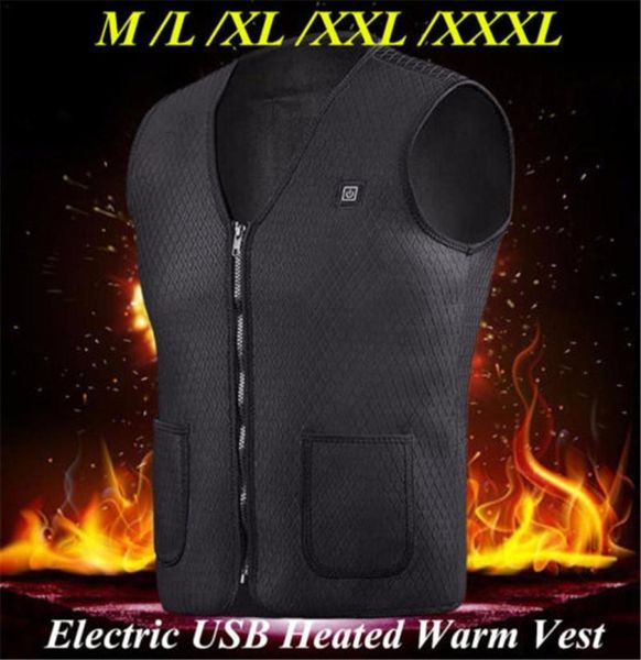

men039s vests men women electric usb vest winter heated warm heating coat jacket clothing flexible thermal waistcoat1811223, Black;white