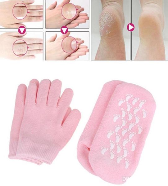 

reusable spa gel moisturizing socks gloves whitening exfoliating treatment smooth beauty hand mask feet care silicone sock glove7685488, White