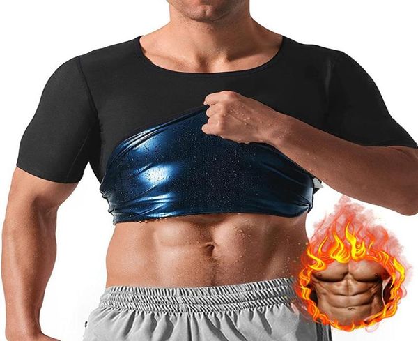 

men039s body shapers mens heat trapping shirt slimming shaper workout compression tank thermo tshirt sauna sweat shapewea5479264, Black;brown