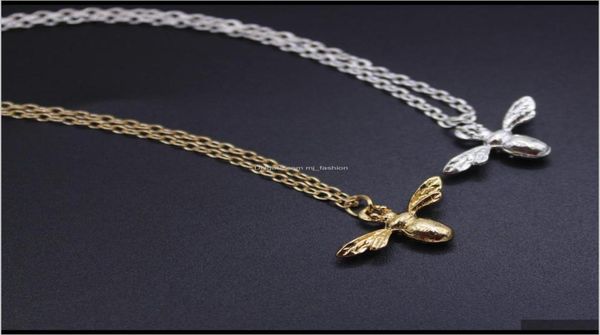 

necklaces pendants drop delivery 2021 vintage simple bronze chain honey pendant jewelry bee keeper women necklace lover gifts sguq9104729, Silver