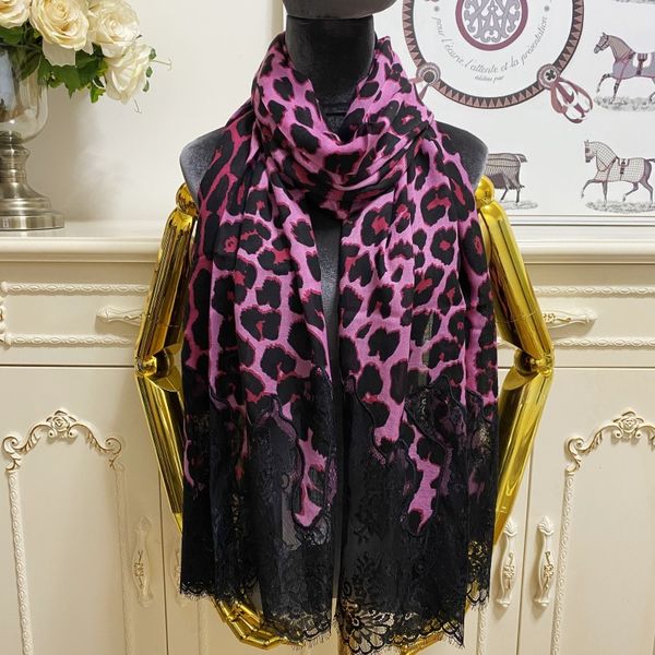 

women's long scarf scarves lace cashmere material patchwork pink print leopard grain big size 210cm - 70cm, Blue;gray