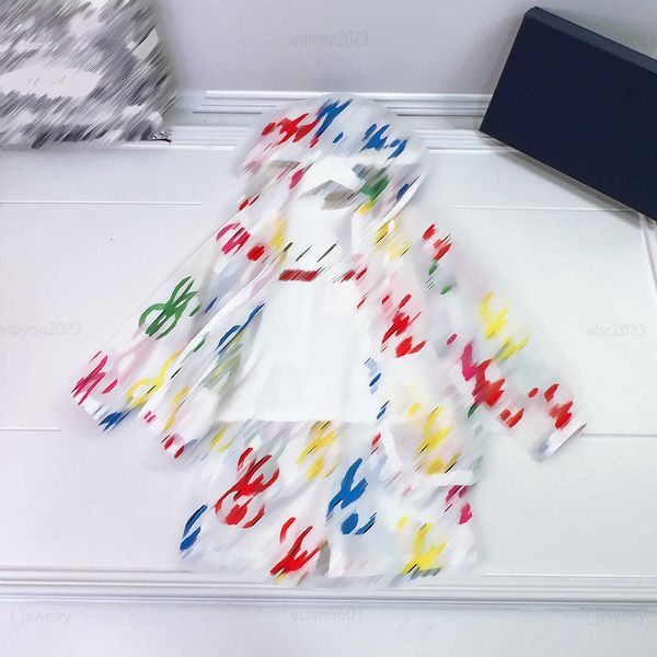 

kids designer clothes child zipper jacket sets size 100-160 cm 3pcs colorful rabbit print all over hooded jacket and t-shirt and shorts aug0, White