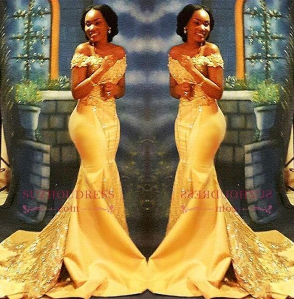 

2023 african nigerian yellow mermaid prom dresses off shoulders lace sequined satin evening prom gowns ba8405 gb1109s1783857, Black
