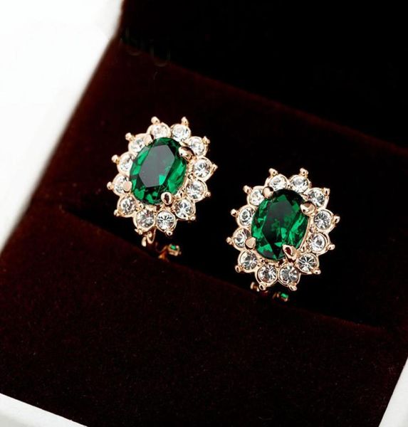 

new flower green crystal clip earings for non pierced ears jewellery women wedding party bijoux fashion no hole earrings jewelry g2674596, Silver