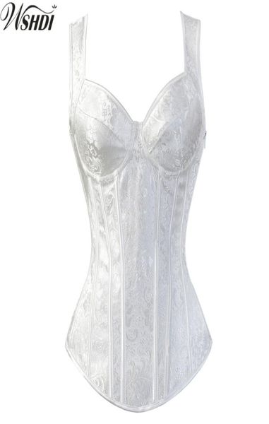 

women retro bustiers corsets steampunk corset with cup lingerie zipper side waist trainer bustier overbust corset size s6xl5416697, Black;white