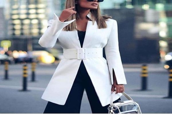 

women039s suits blazers jacket fashion long casual suit autumn simple standup collar female blazer white elegant office lady9165040, White;black