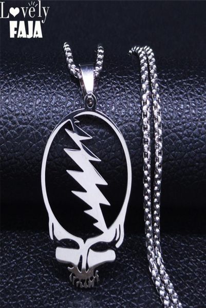 

afawa grateful dead skull stainless steel chain necklace for menwomen silver color necklace jewelry cadenas mujer n4206s031518662
