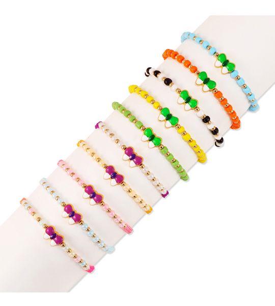 

fashion handmade woven braided seed bead butterfly bracelet, Golden;silver