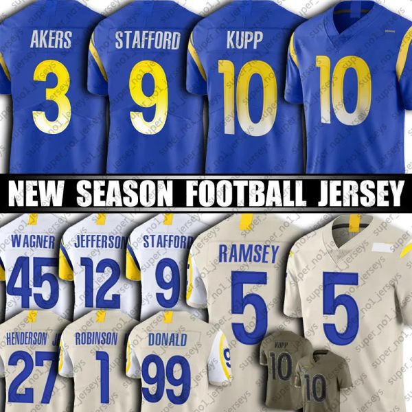 

los angles''rams''10 cooper kupp jersey football baker mayfield matthew stafford jalen aaron donald jerseys bobby wagner, Black;red