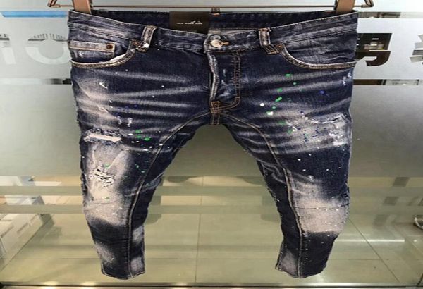 

luxury men039s distressed ripped skinny ripped jeans fashion designer slim motorcycle moto arrival mens denim pants5573936, Blue