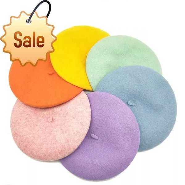 

oem factory wholesale custom price beret 100% wool solid color plain autumn warm plain beret hat for women, Blue;gray