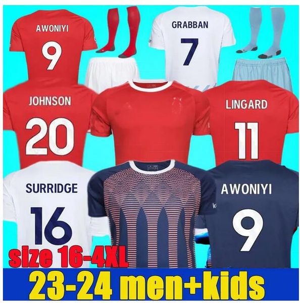 

23 24 new logo nottingham forests lingard soccer jerseys awoniyi johnson niakhate 2023 2024 forest home ameobi football men shirts kids kit, Black;yellow