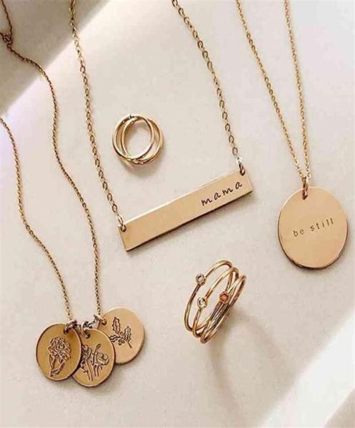 

customized stainls steeljewelry personalized gold birth floral flower month handmade coin pendant necklace for women29514482378, Silver