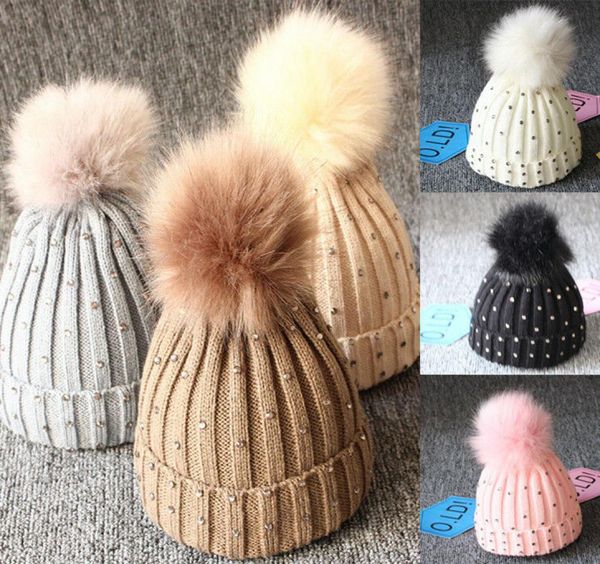 

hirigin newborn baby boy girls winter warm fur pom bobble beanie knit hats casual cap1000397, Yellow