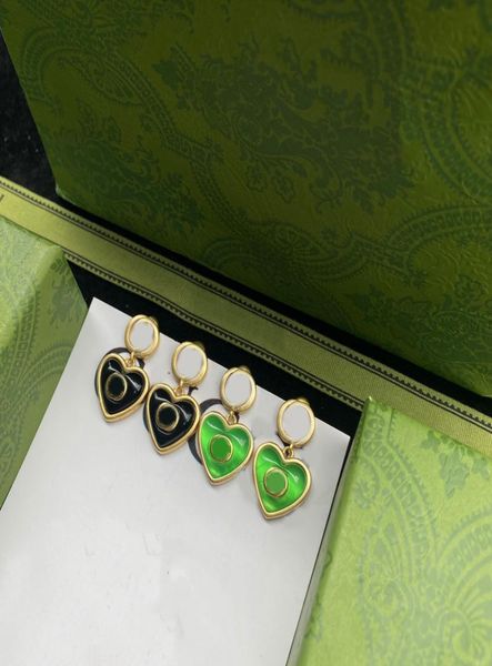 

stainless steel women designer double letter g stud luxury geometric heartshaped couple enamel earrings lady party w5655329, Golden;silver
