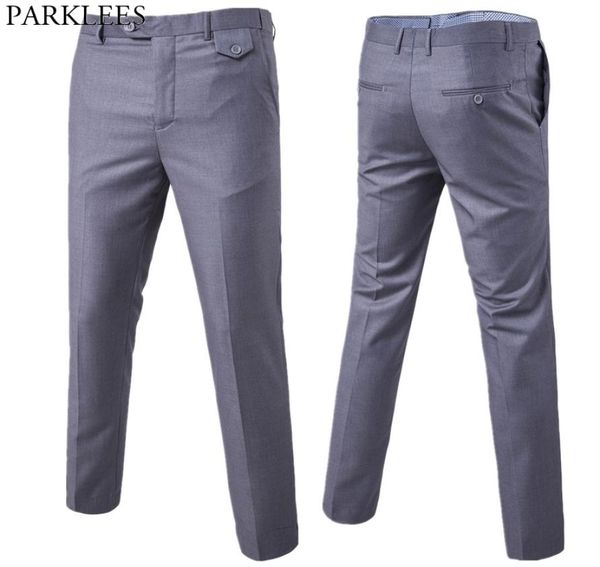 

mens business formal straight dress pants brand slim fit fashion desigen wedding groom trousers male pantalon hombre gray s6xl 215578269, Black