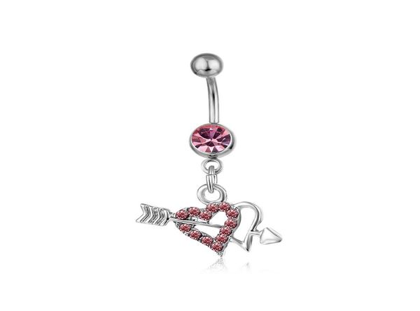 

d0361 2 colors two hearts belly button navel rings body piercing jewelry8230052, Silver