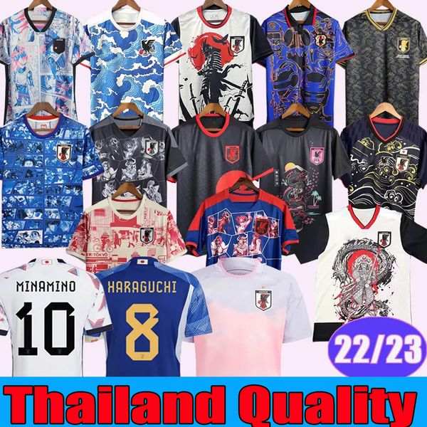 

minamino 2023 japan soccer jerseys dragon ball nagatomo captain tsubasa home away shirt atom national team football shirt uniform haraguchi, Black;yellow