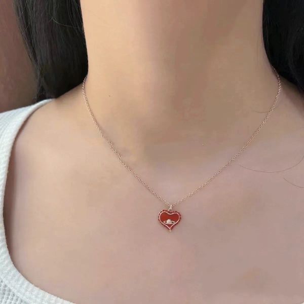 

punk planet designer necklace pendant planet necklace heart fritillary diamond necklace lady party jewelry lover gift, Silver