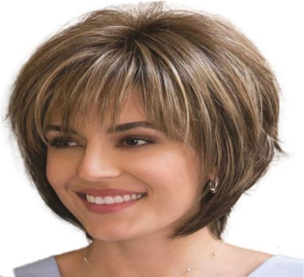 

ladi short wig straight layered bob mix and match brown daily cosplay costume prom busins hair suitable for women10452563611920, Black