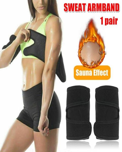 

1 pair arm trimmer sweat sauna belt shaper fat burners body slimmer cincher trainer sports arm warmers drop 245l9833933, Black;gray