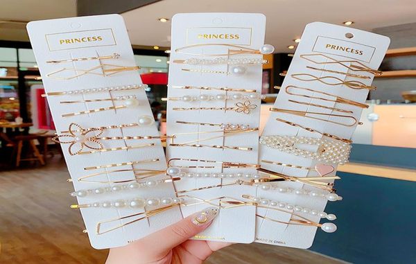 

fashion hair clip set for women girls fashion pearl rhinestone hair barrettes hairpins headwear styling hair accessories gift9641090, Slivery;white