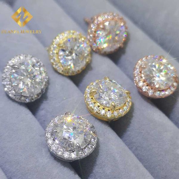 

925 silver sterling moissanite jewelry hip hop earring vvs gra iced out moissanite diamond stud earrings, Golden