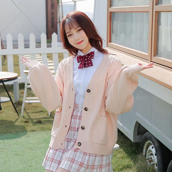 

women's knits tees autumn winter cardigan jacket korean fashion jk sweater lovely girl knitted campus 230804, White