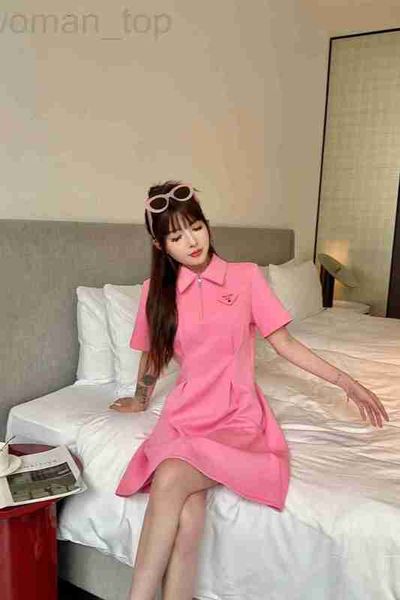 

basic & casual dresses designer p family 23 summer new style mind machine triangle sign waist fold slim dress zc0p, Black;gray