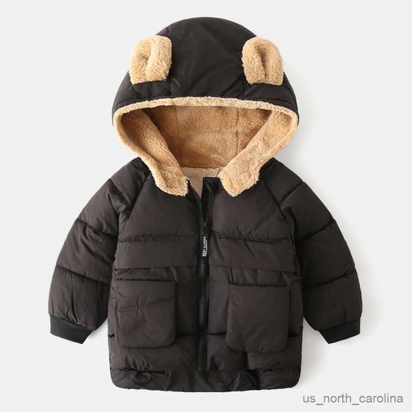 

jackets kids cotton clothing thickened down girls jacket baby children winter warm coat zipper hooded costume boys outwear r230805, Blue;gray