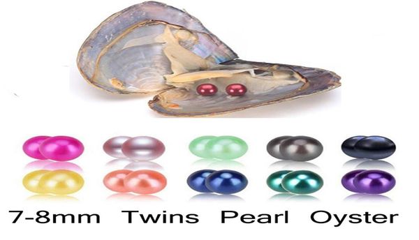 

diy freshwater 78mm twins pearls in oysters 27 colors pearls oyster pearls with vacuumpacking luxury jewelry birthday gift for w1112445, White