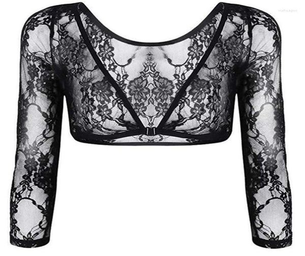 

women's blouses thin perspective shawshrug women summer long sleeve v-neck mesh lace blouse female shirt9558760, White