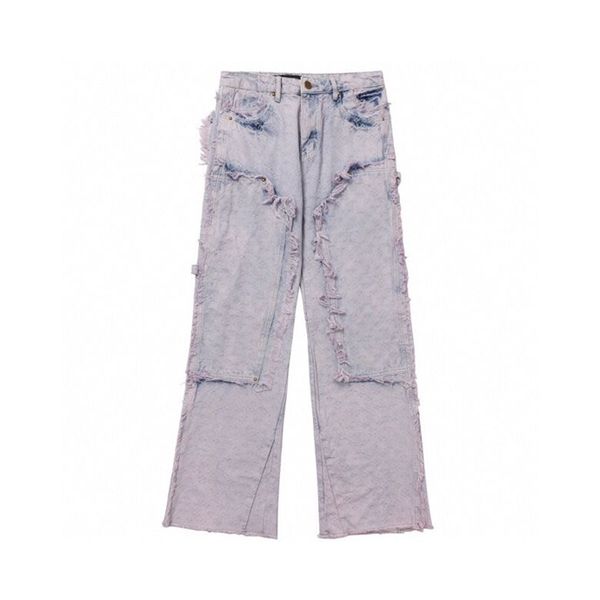 

men's plus size pants 2023 letter-printed jeans men's and women's trousers wide leg trousers high street fashion trousers 45g, Black;brown