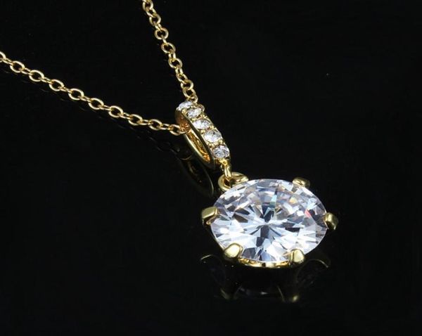 

round cut clear zircon pendant chain 18k yellow gold filled simple style womens pendant necklace gift5682118, Silver