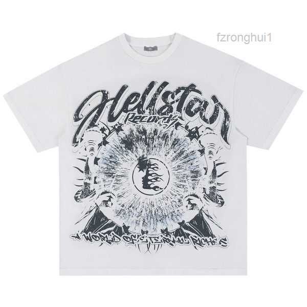 

summer men designer t shirt womens hellstar t shirt rapper wash grey heavy craft short sleeve high street fashion retro women's t-shirt, White