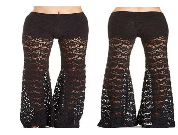 

women039s pants capris fashion flare woman casual lace trousers women anklelength clothes 20216525842, Black;white
