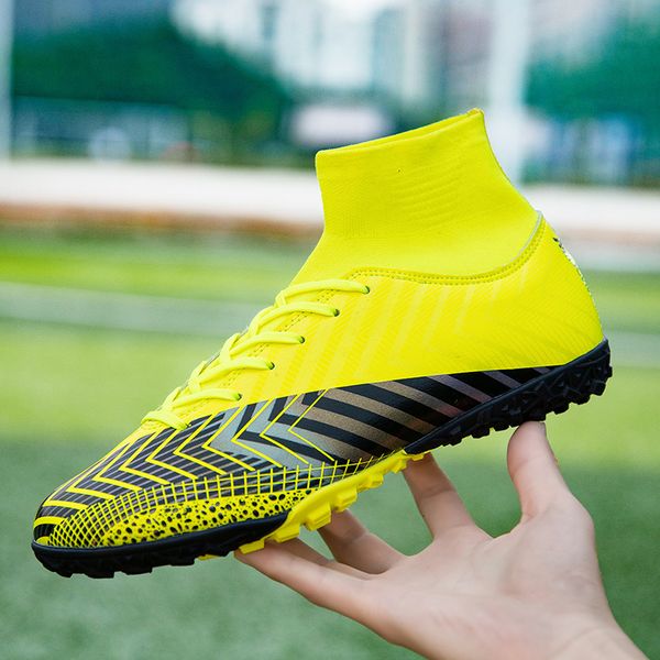 

dress shoes men soccer kids tffg high ankle football boots cleats grass training sport footwear 2023 trend men's sneakers 3645 230804, Black