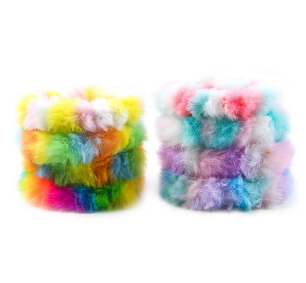 

ponytail holder hair scrunchy accessories elastic band rainbow plush hairbands for women girl ties ropes winter hairband m39319962718, Slivery;white